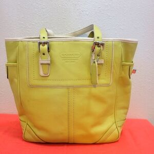 Coach Green Leather Tote Bag